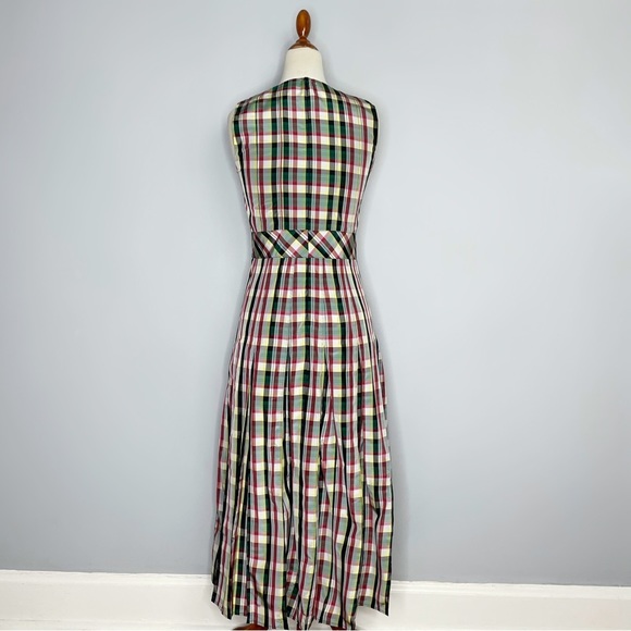 NWT BURBERRY Aria Achni Pleat Detail Check Midi Dress Size 38 US 4 - Picture 4 of 16